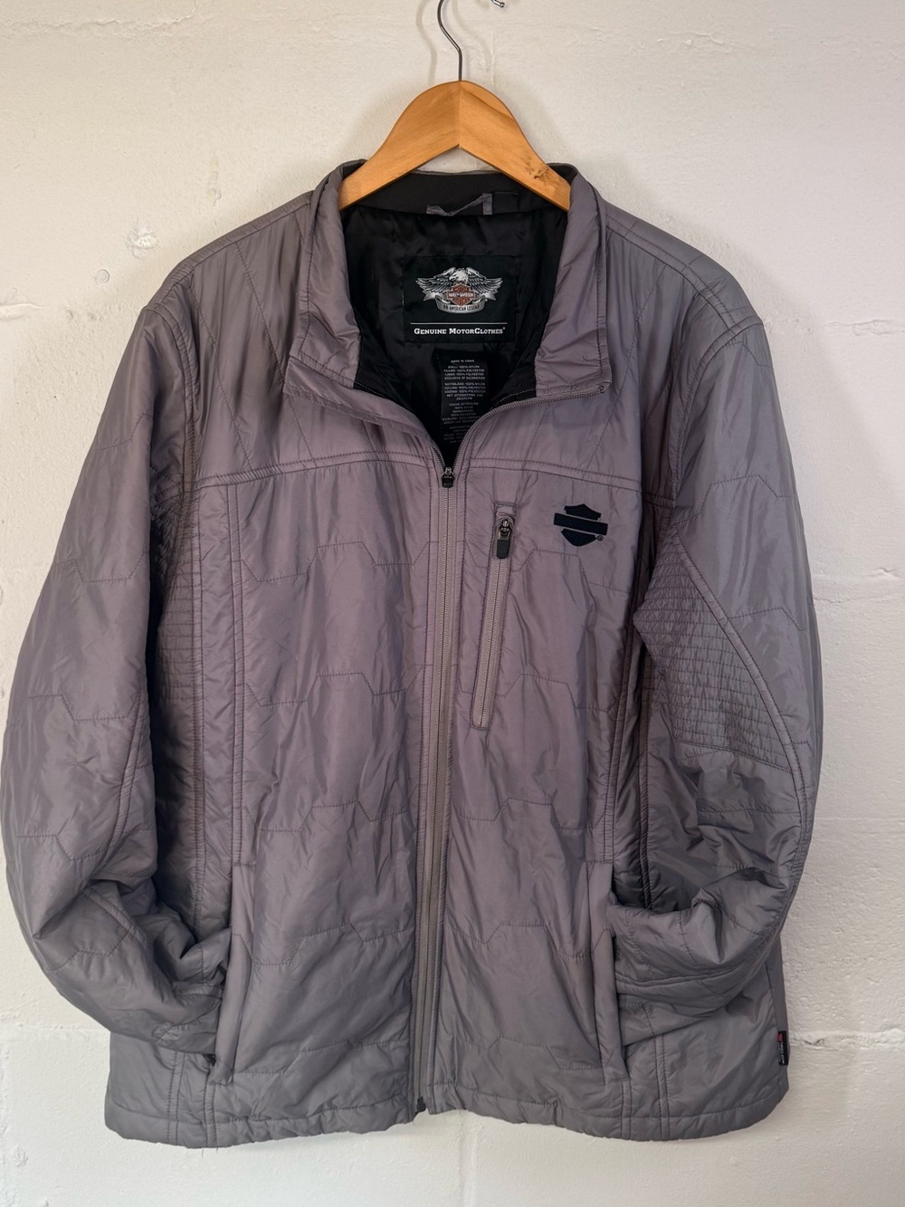 Harley-Davidson Men's Light Gray Quilted Puffer Jacket